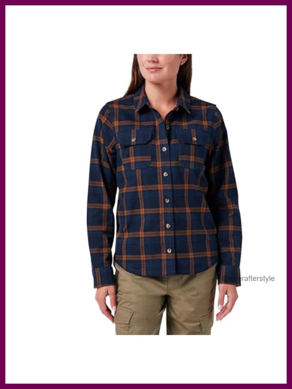 Long Sleeve Yarn Dyed Plaid Flannel Shirt Workwear Utility